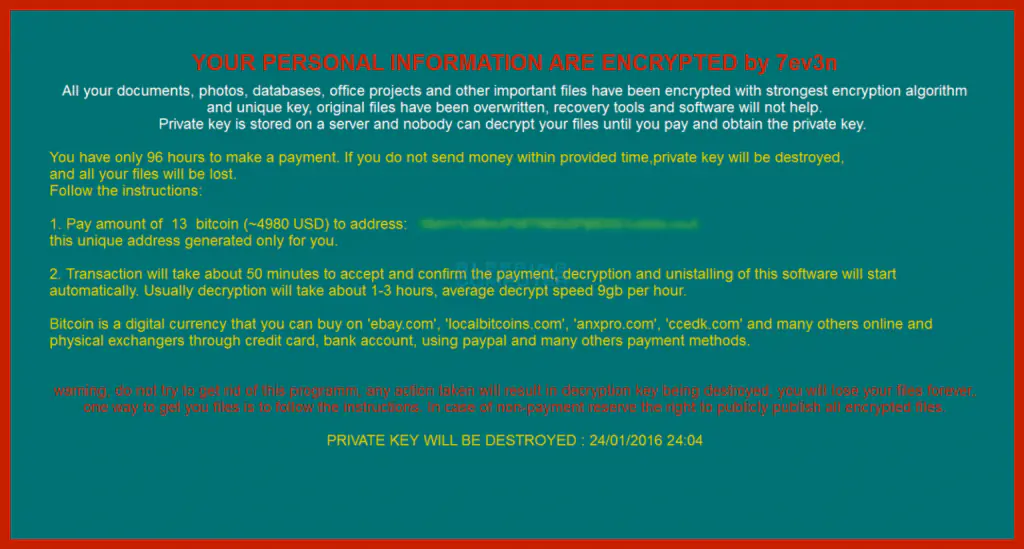 7ev3n Ransomware