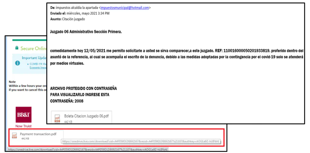 Фишинговые электронные письма, содержащие один и тот же вредоносный образец