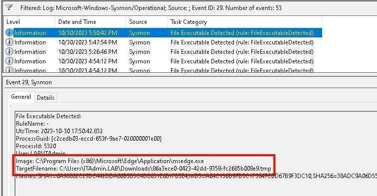 Идентификатор события 29: Исполняемый файловый блок