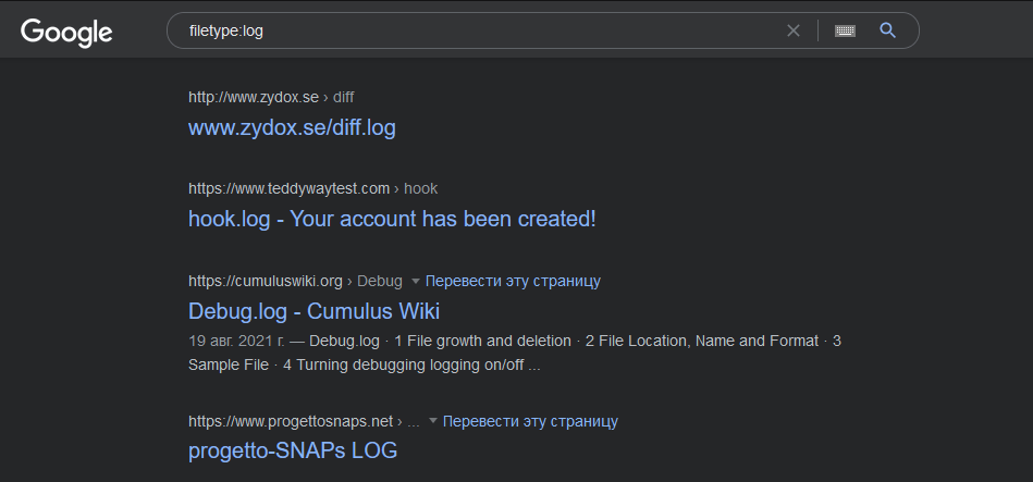 filetype:log