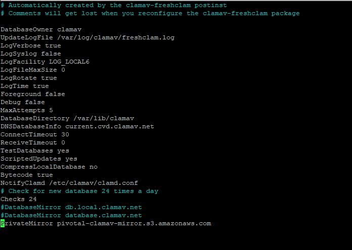 Файл конфиуграции freshclam