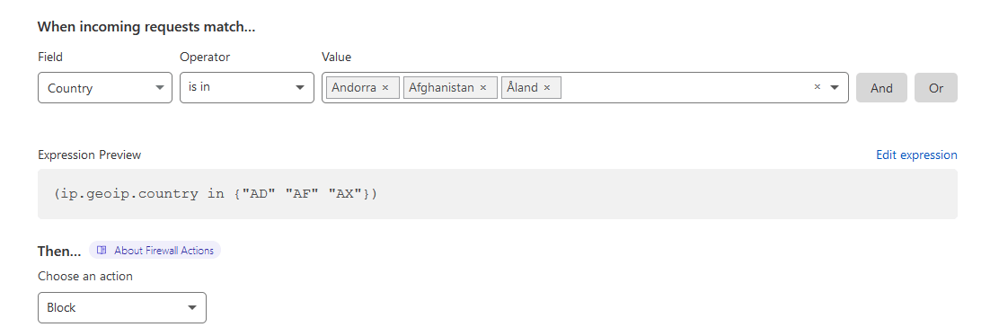 cloudflare block country