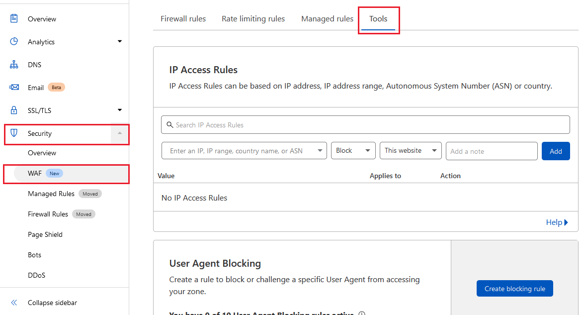 cloudflare: Security - WAF - Tools