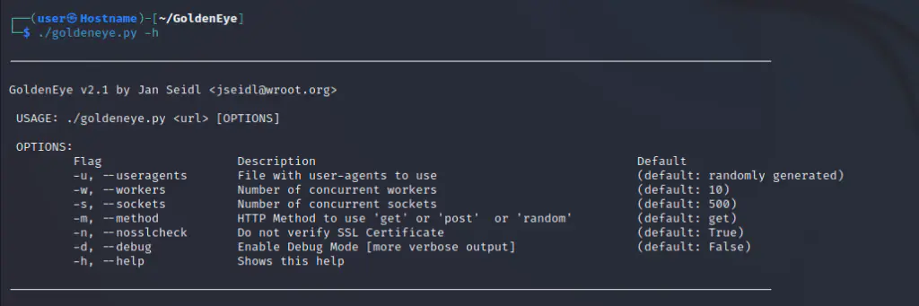 параметры использования инструмента "GoldenEye"