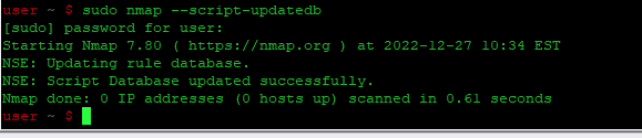 sudo nmap --script-updatedb