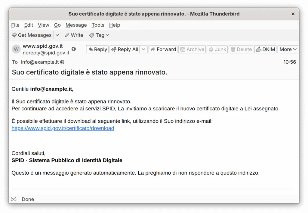 Фишинговое письмо