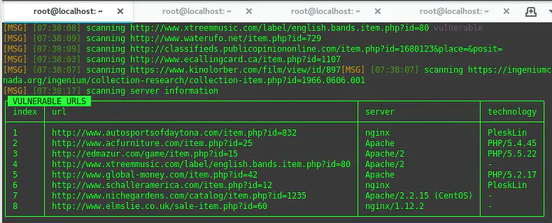 sqliv -d inurl:item.php?id= -e google -p 100