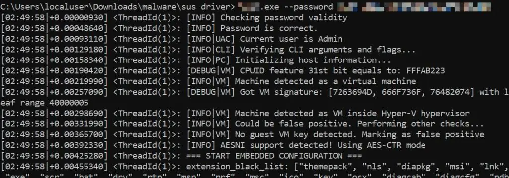 Выполнение программы-вымогателя