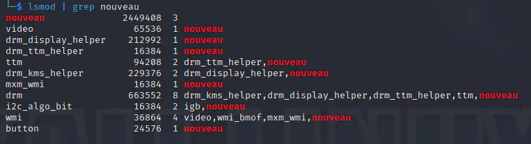 lsmod | grep nouveau