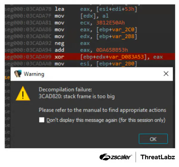 Пример новых запутанных указателей стека Raspberry Robin.