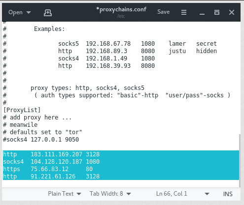 Список прокси-серверов ProxyChain