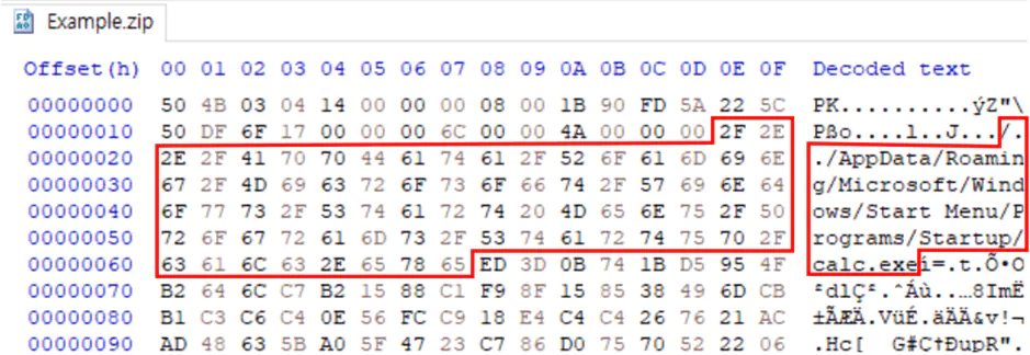 ZIP-файл, включающий путь к извлеченному файлу