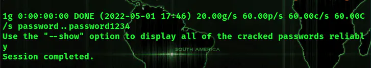 john --wordlist=~/Downloads/passwordlist linux_password.txt