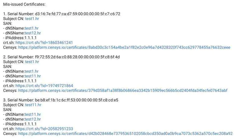Неправильно выданные сертификаты
