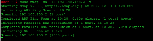 NULL Сканирование с помощью Nmap
