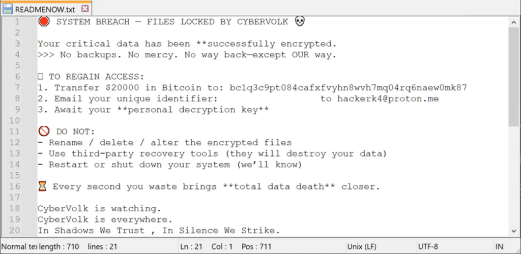  записка с требованием выкупа