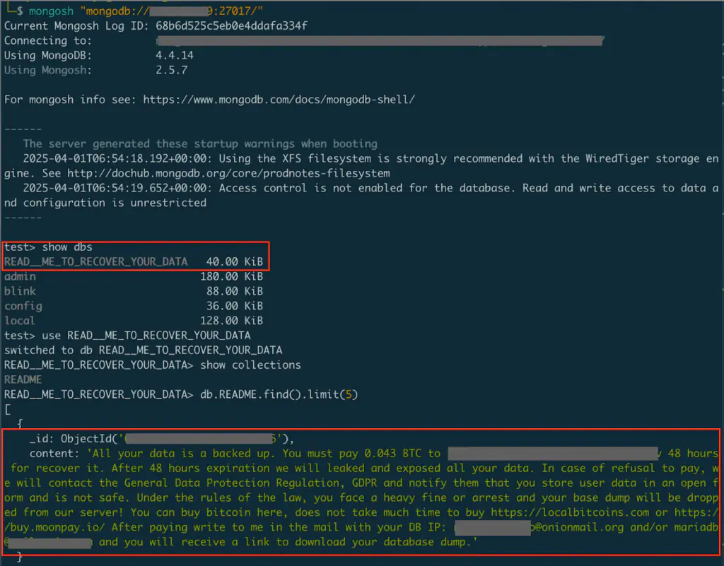 Захваченная база данных