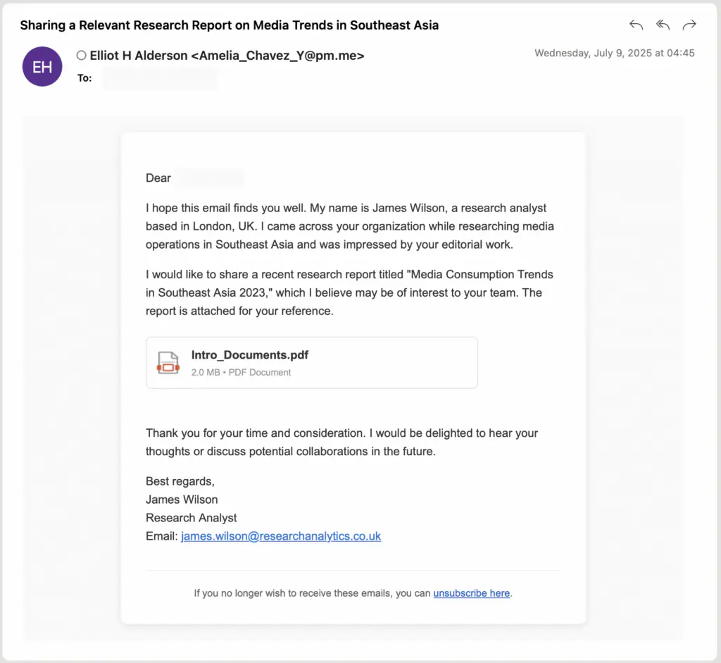 Фишинговое письмо