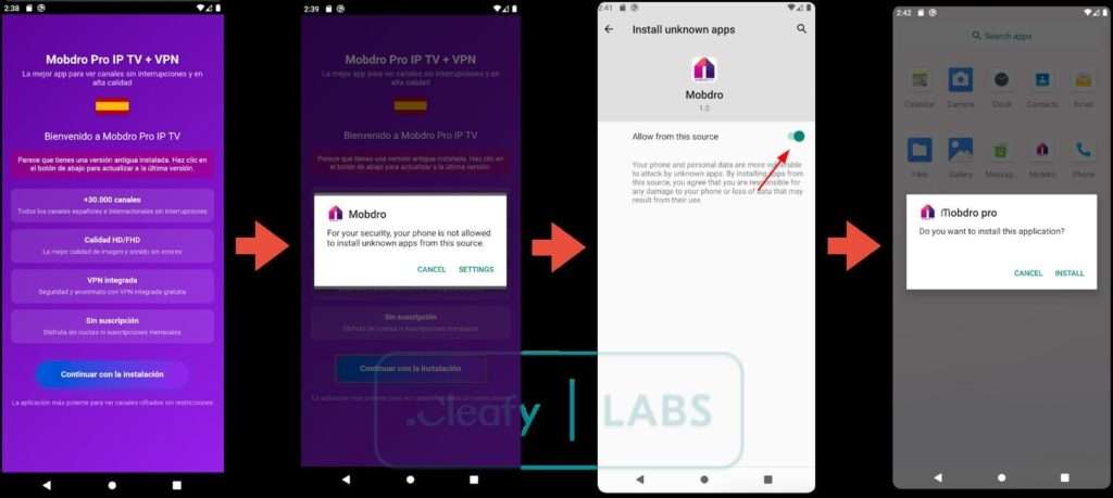 Процесс установки Klopatra 