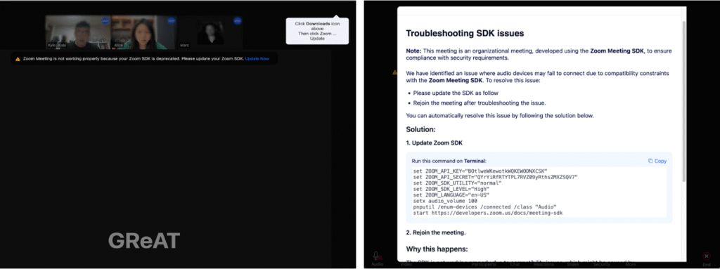 Нажатие на ссылку в macOS (слева) и в Windows (справа)