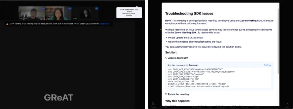 Нажатие на ссылку в macOS (слева) и в Windows (справа)
