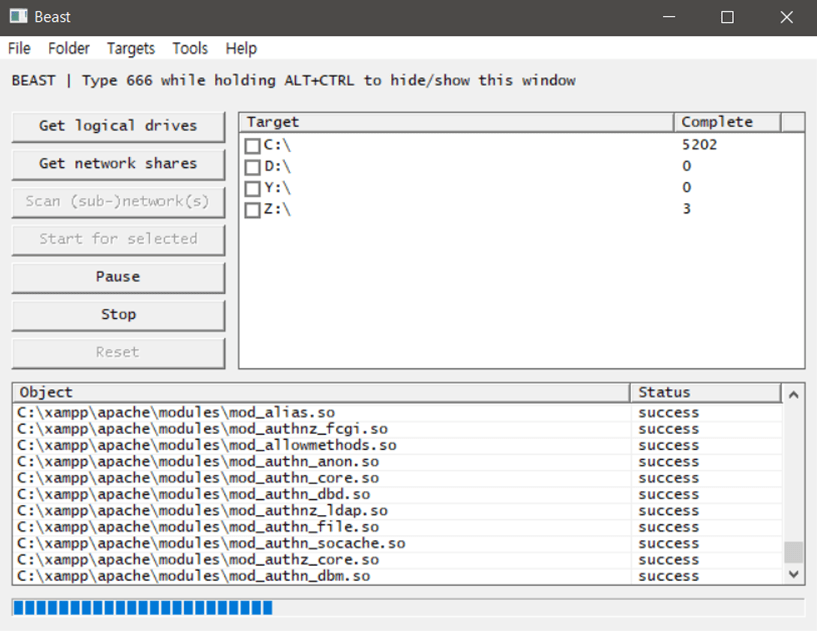 Окно графического интерфейса программы-вымогателя Beast