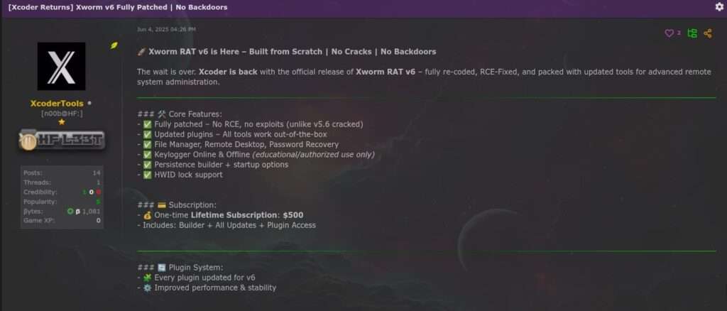 Пост на hackforums