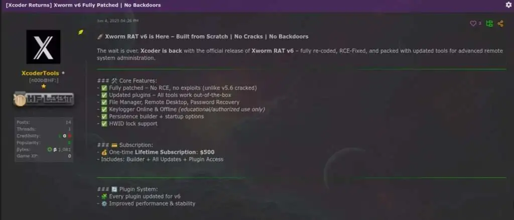 Пост на hackforums