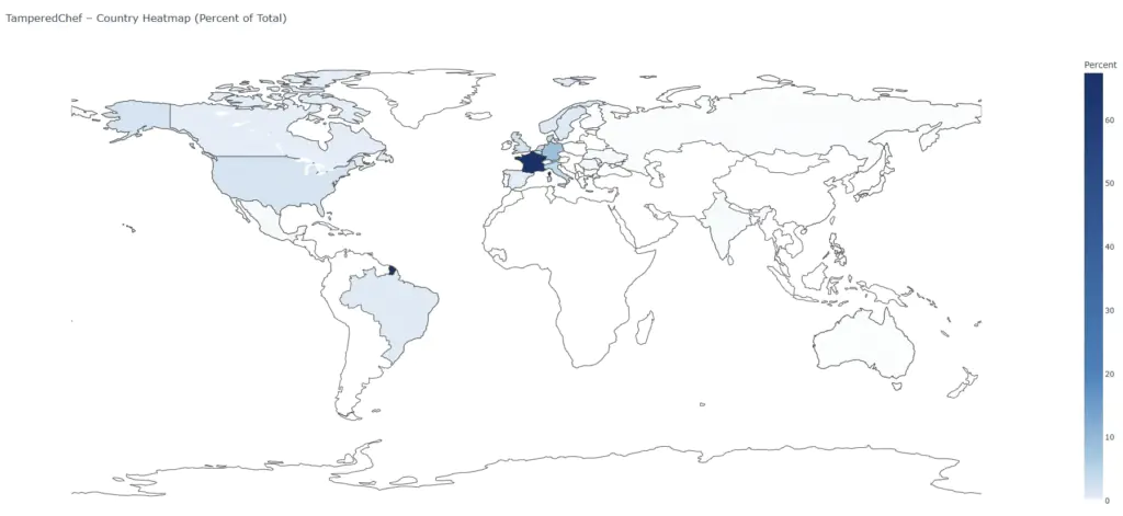 TamperedChef — Тепловая карта стран