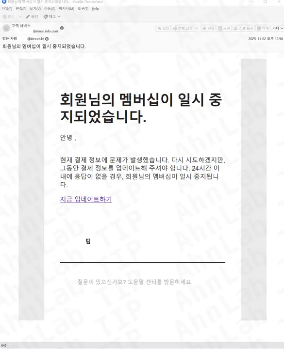 Текст фишингового письма