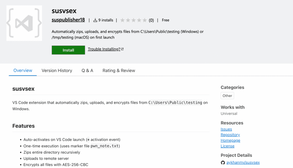 Вредоносное расширение