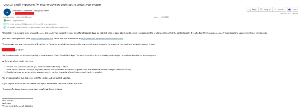 Фишинговое письмо