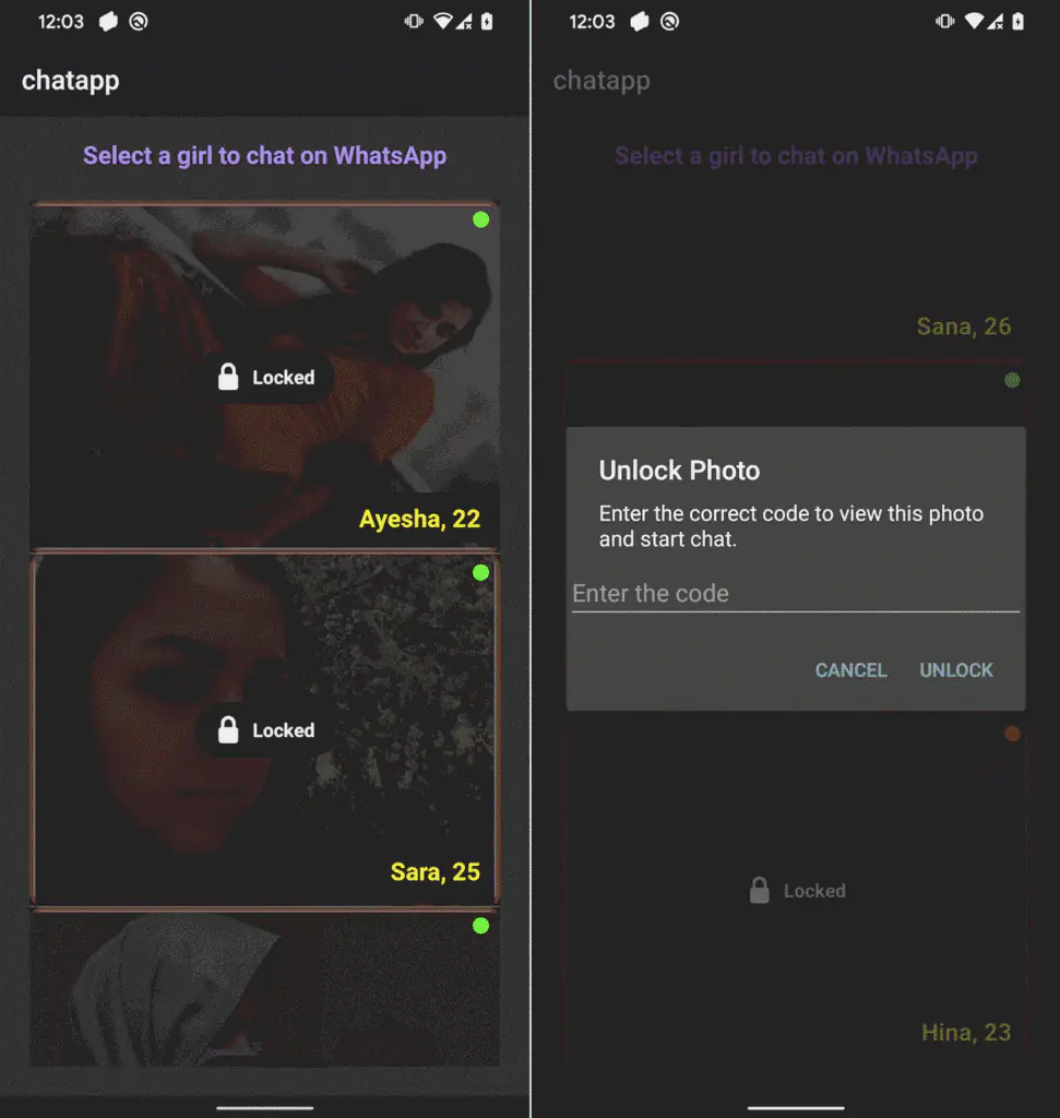 Для начала общения требуется код разблокировки.