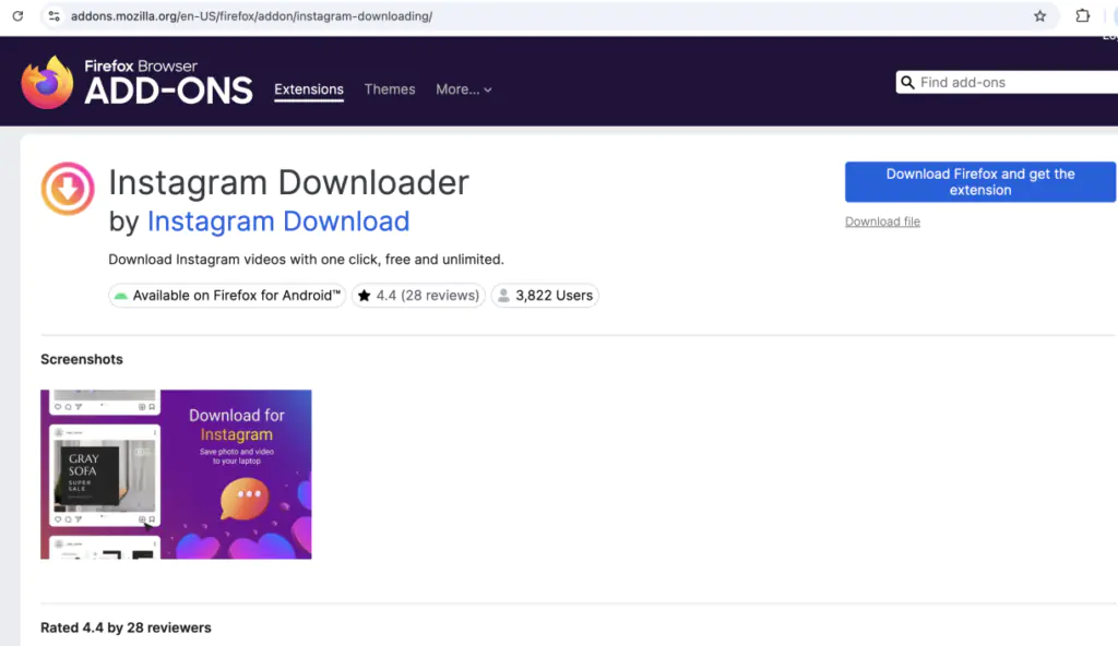 Расширение для Firefox доступно для скачивания в магазине