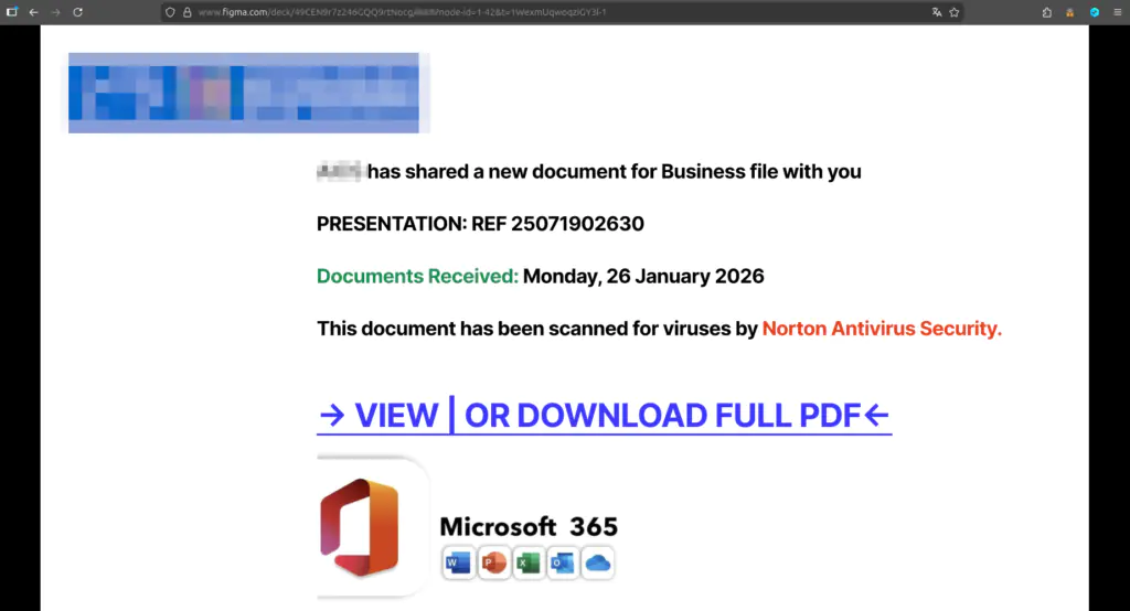 Скриншот вредоносного ресурса, присутствующего в Figma.