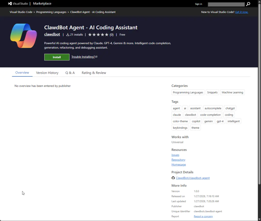 VS Code-плагин ClawdBot