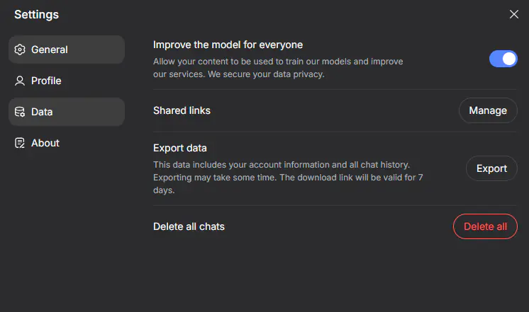 DeepSeek отключаем слежку за «улучшением» модели