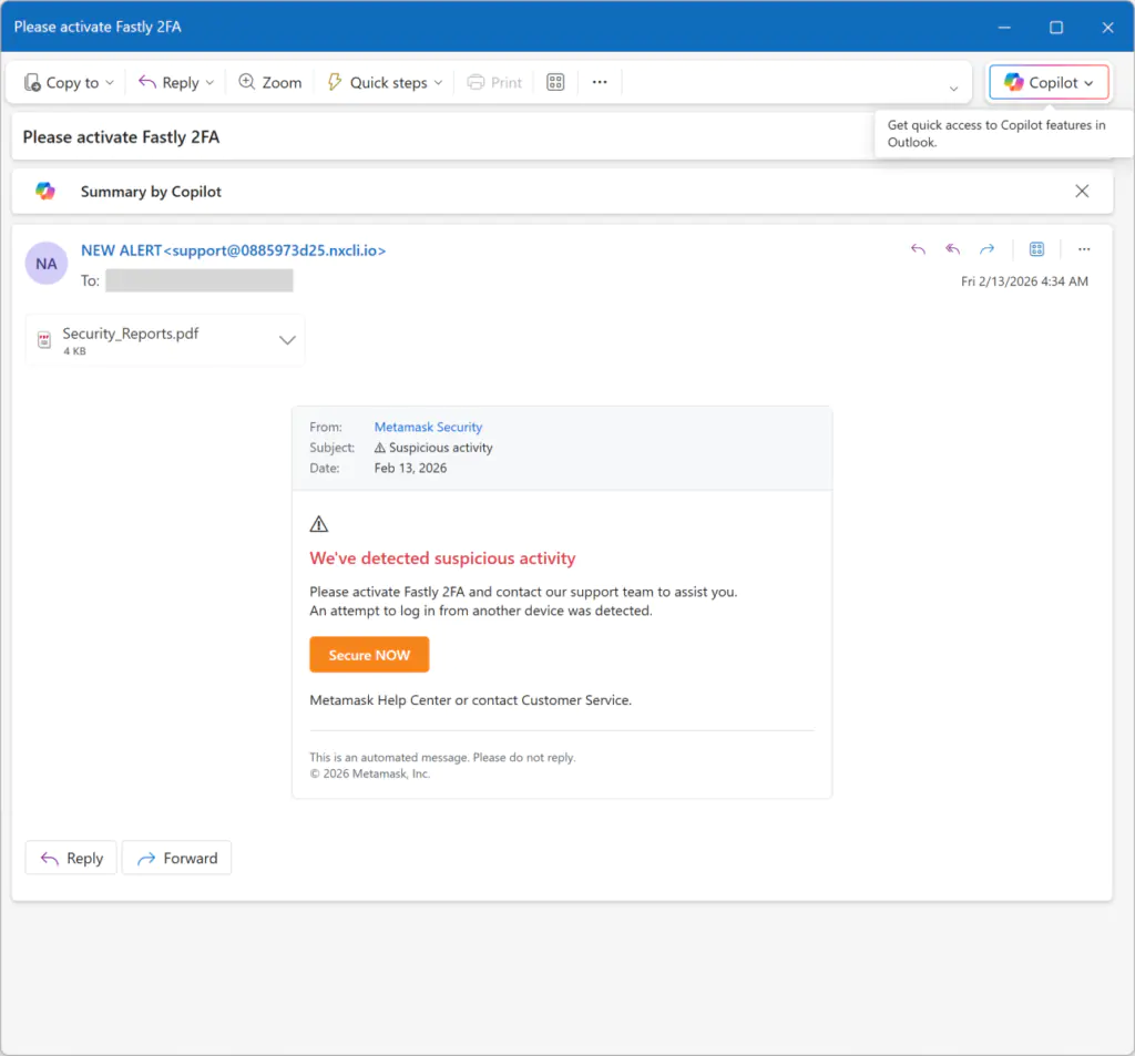 Фишинговое письмо