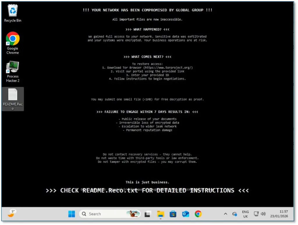 Реальная записка с требованием выкупа