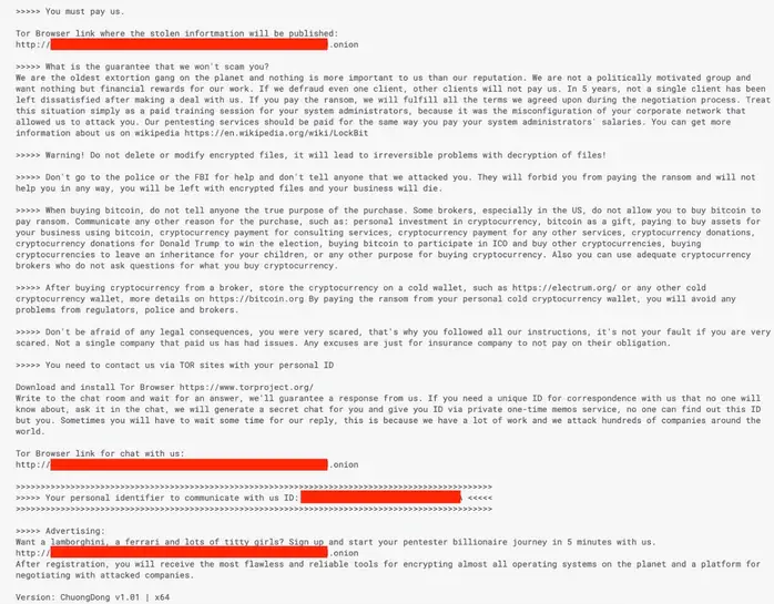 Записка с требованием выкупа