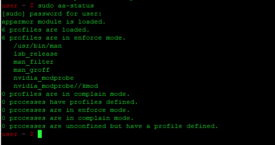 sudo aa-status