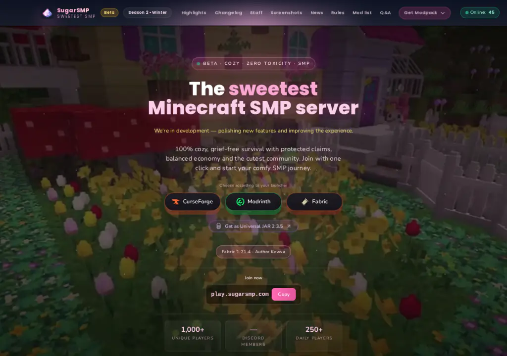 SugarSMP обещает игру в Minecraft без лишних проблем.