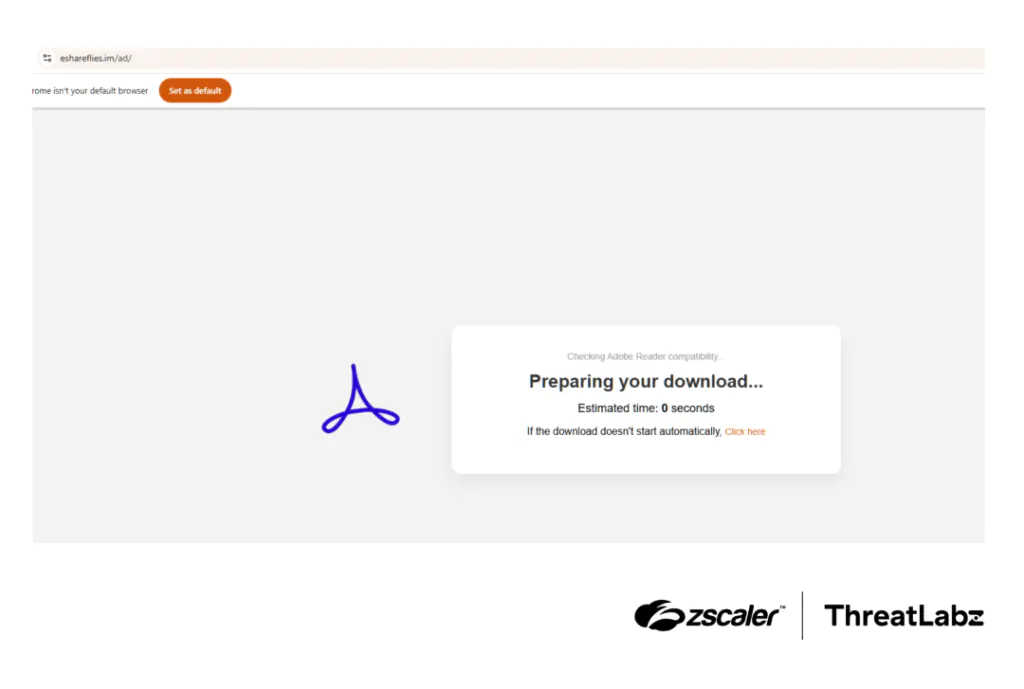 Мошенническая страница, выдающая себя за Adobe