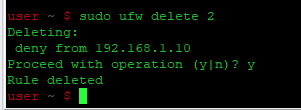 sudo ufw delete 2