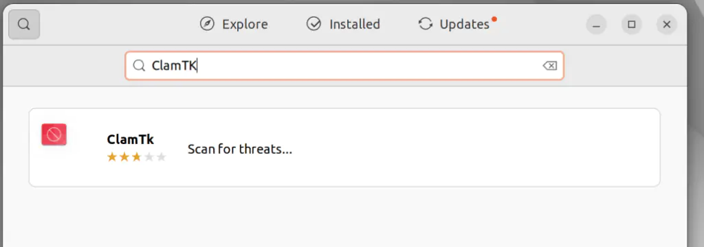 Поиск ClamTK в центре программного обеспечения