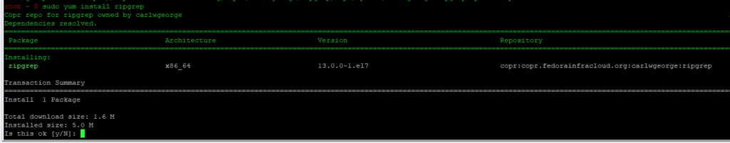Установка ripgrep в CentOS
