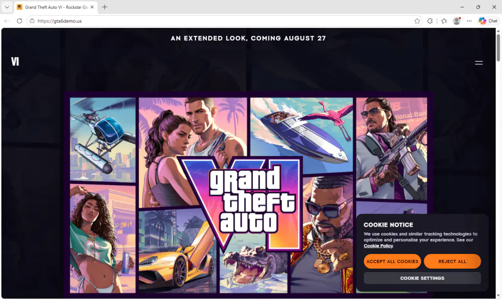 Один из поддельных сайтов с демоверсиями GTA 6.