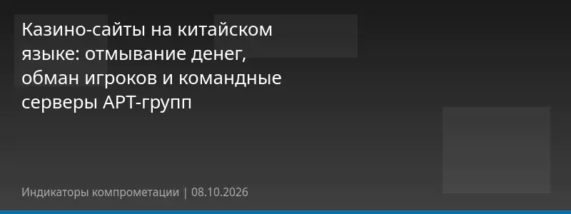 Казино-сайты на китайском языке: отмывание денег, обман игроков и командные серверы APT-групп
